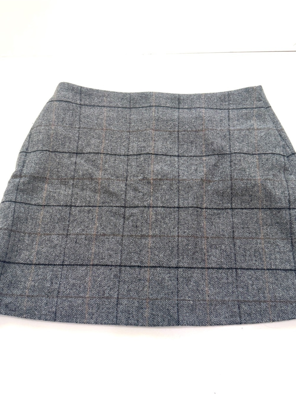 Uniqlo Gray Windowpane Herringbone wool blend Mini Skirt size 8